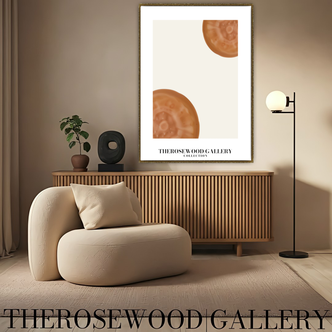 Contemporary Cercle Artwork | Digital Canvas | Brown-Orange Warm | Stylish Forms | Serene Minimalist Decor