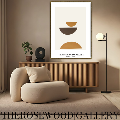 Stylish Symmetry Canvas To Print | Digital Contemporary Art | Pale Orange Brun Colors | Artistic Contours | Peaceful Minimalist Room