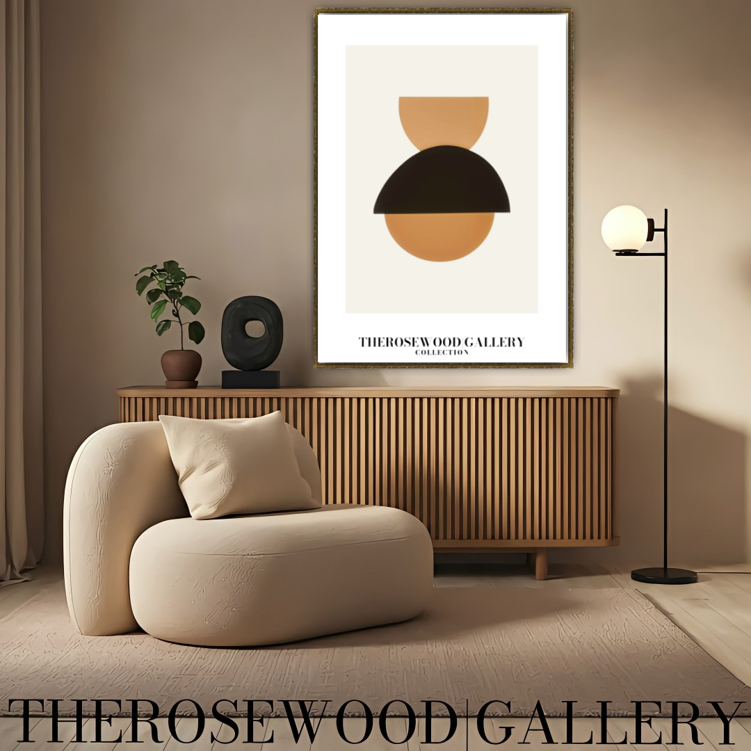 Refined Balanced Artwork | Modern Digital Wall Art | Black Orange Tones | Creative Outlines | Geometric Minimal Ambience
