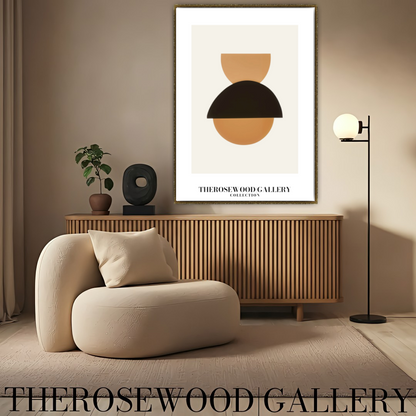 Refined Balanced Artwork | Modern Digital Wall Art | Black Orange Tones | Creative Outlines | Geometric Minimal Ambience