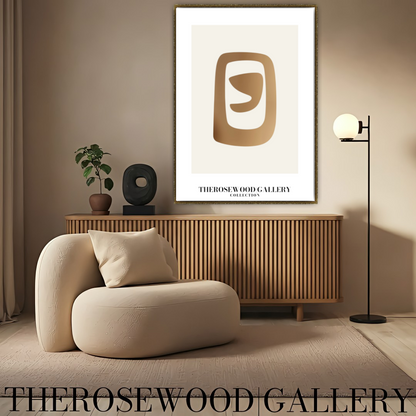 Elegant Symmetrical Print | Digital Decor | Bronze & Ivory | Artistic Silhouettes | Calm Minimalist Setting