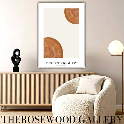 Contemporary Cercle Artwork | Digital Canvas | Brown-Orange Warm | Stylish Forms | Serene Minimalist Decor