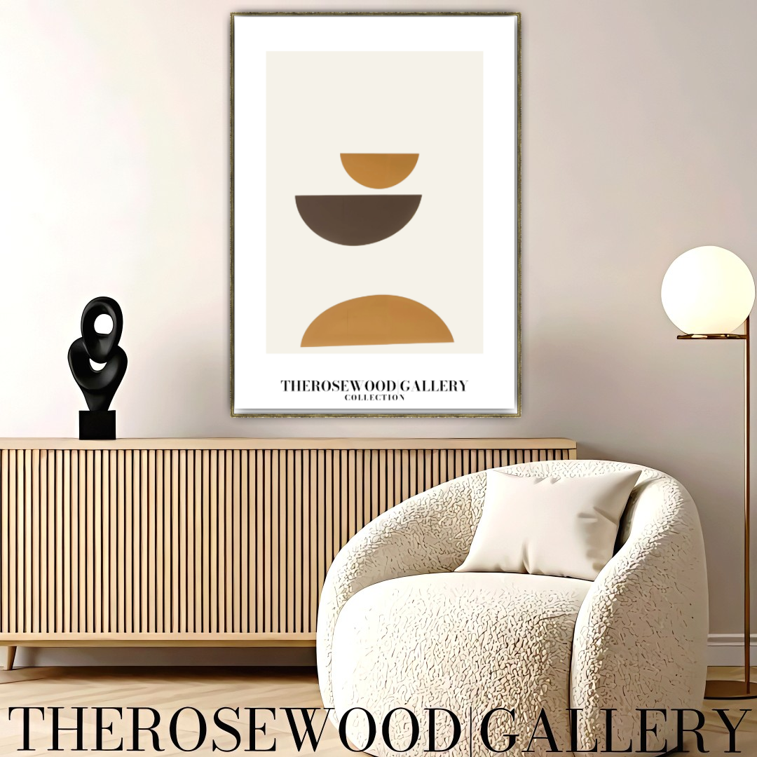 Stylish Symmetry Canvas To Print | Digital Contemporary Art | Pale Orange Brun Colors | Artistic Contours | Peaceful Minimalist Room