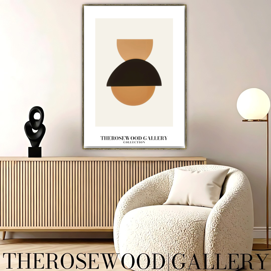 Refined Balanced Artwork | Modern Digital Wall Art | Black Orange Tones | Creative Outlines | Geometric Minimal Ambience