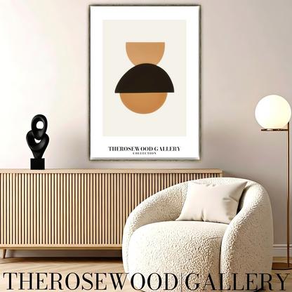 Refined Balanced Artwork | Modern Digital Wall Art | Black Orange Tones | Creative Outlines | Geometric Minimal Ambience