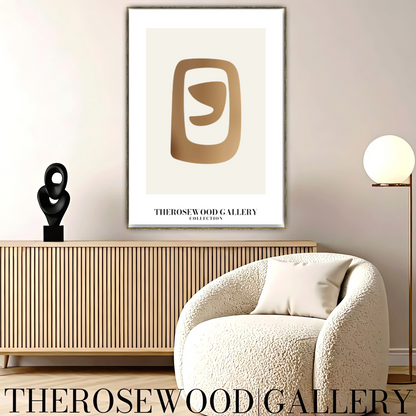 Elegant Symmetrical Print | Digital Decor | Bronze & Ivory | Artistic Silhouettes | Calm Minimalist Setting