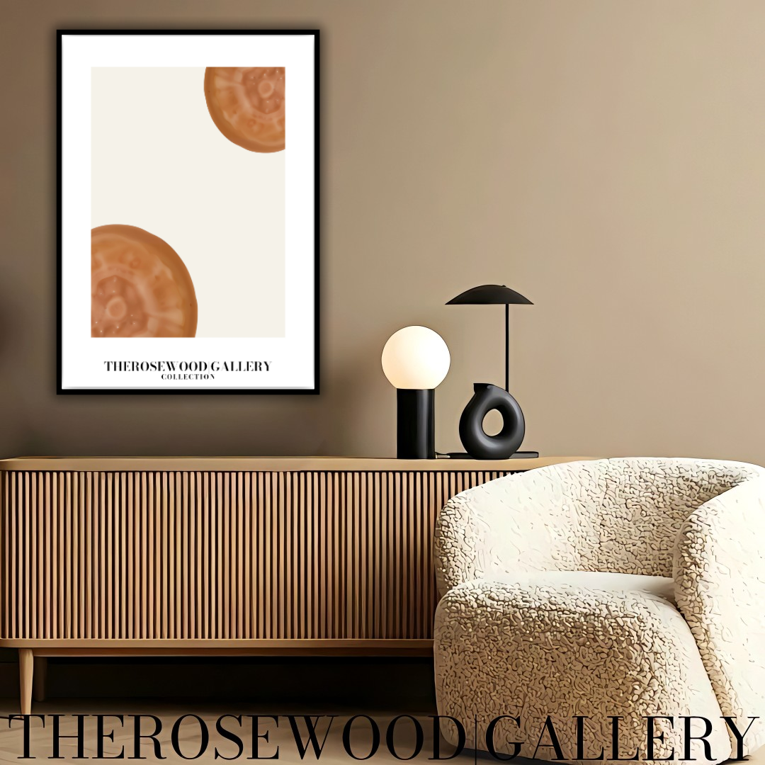 Contemporary Cercle Artwork | Digital Canvas | Brown-Orange Warm | Stylish Forms | Serene Minimalist Decor