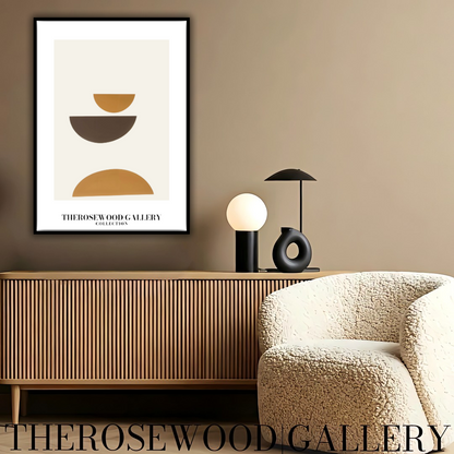 Stylish Symmetry Canvas To Print | Digital Contemporary Art | Pale Orange Brun Colors | Artistic Contours | Peaceful Minimalist Room
