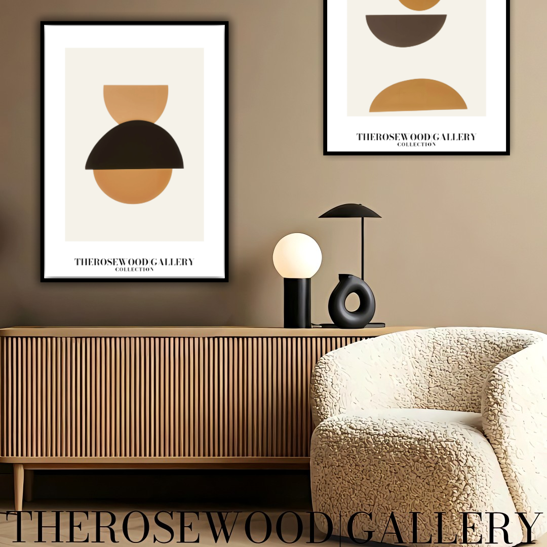 Refined Balanced Artwork | Modern Digital Wall Art | Black Orange Tones | Creative Outlines | Geometric Minimal Ambience