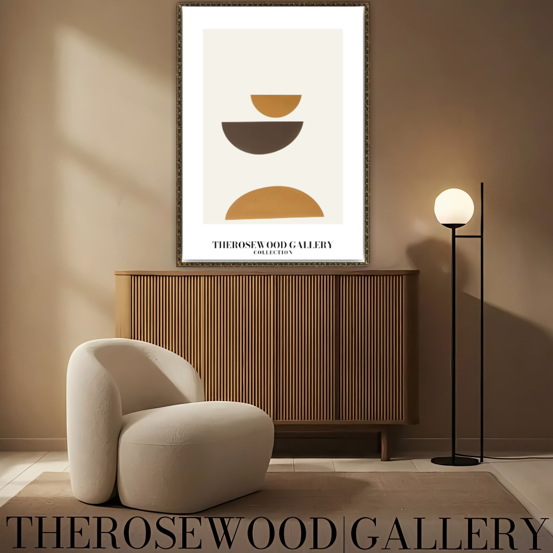 Stylish Symmetry Canvas To Print | Digital Contemporary Art | Pale Orange Brun Colors | Artistic Contours | Peaceful Minimalist Room