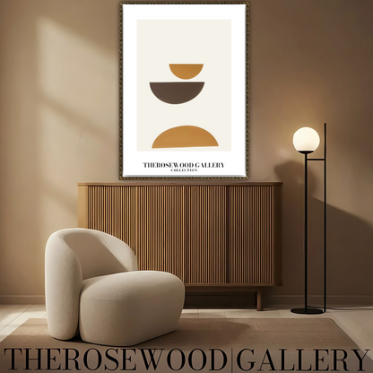 Stylish Symmetry Canvas To Print | Digital Contemporary Art | Pale Orange Brun Colors | Artistic Contours | Peaceful Minimalist Room