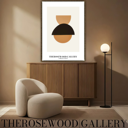 Refined Balanced Artwork | Modern Digital Wall Art | Black Orange Tones | Creative Outlines | Geometric Minimal Ambience