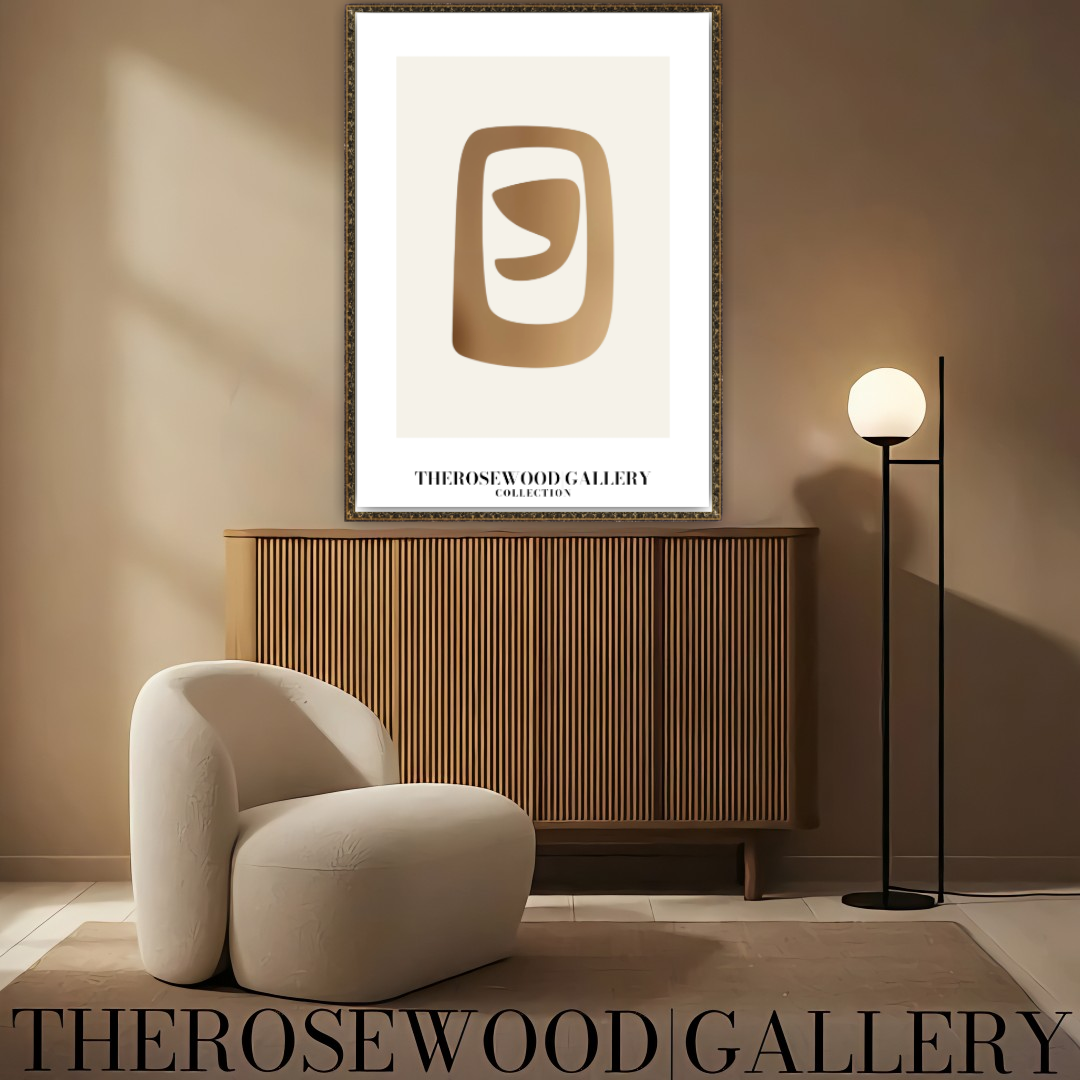 Elegant Symmetrical Print | Digital Decor | Bronze & Ivory | Artistic Silhouettes | Calm Minimalist Setting