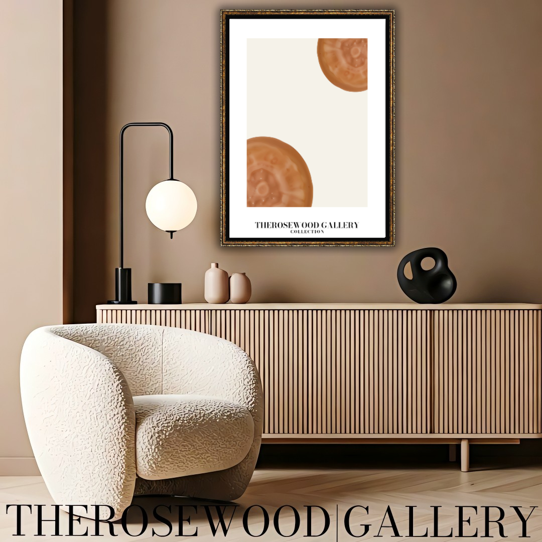 Contemporary Cercle Artwork | Digital Canvas | Brown-Orange Warm | Stylish Forms | Serene Minimalist Decor