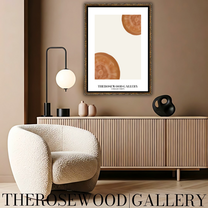 Contemporary Cercle Artwork | Digital Canvas | Brown-Orange Warm | Stylish Forms | Serene Minimalist Decor