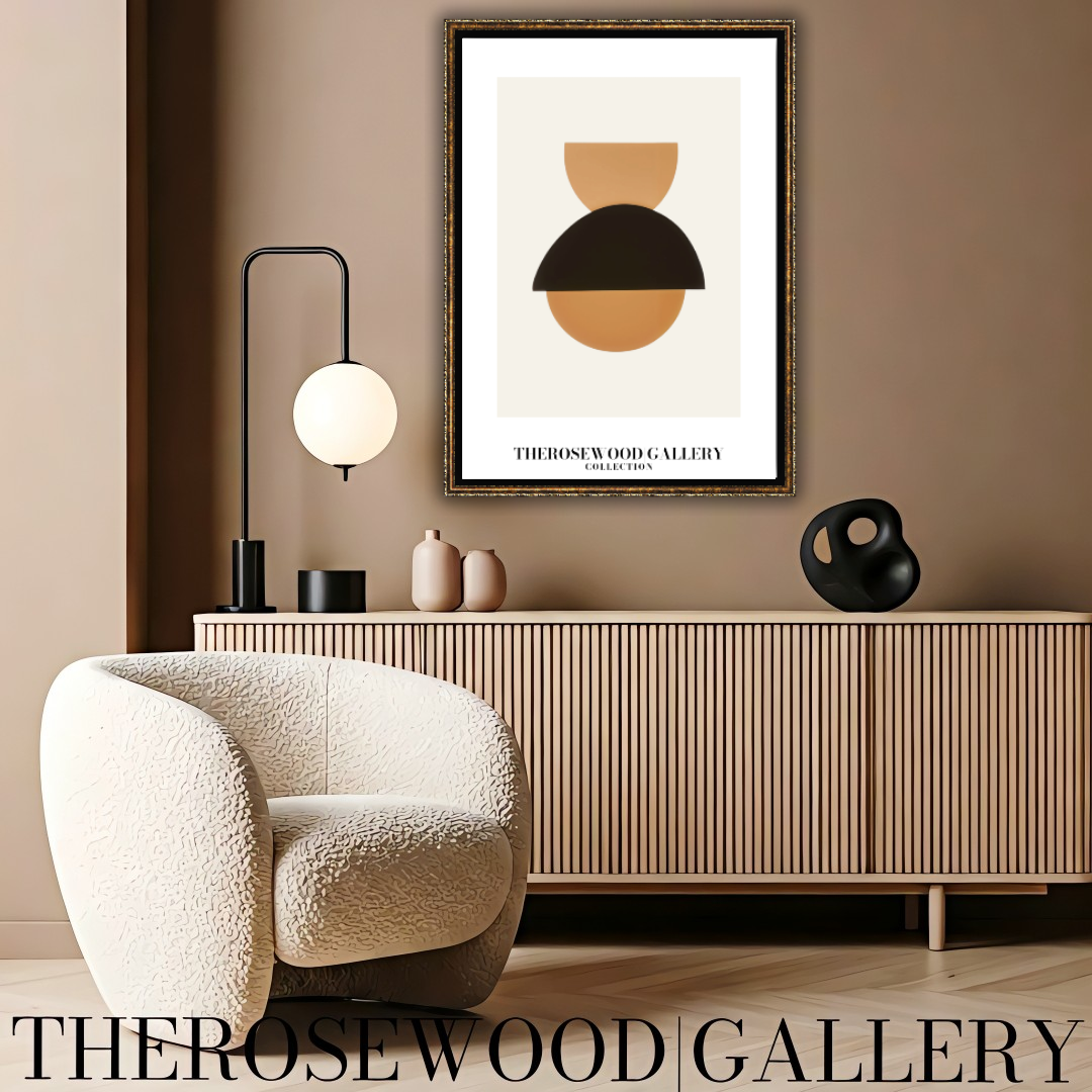 Refined Balanced Artwork | Modern Digital Wall Art | Black Orange Tones | Creative Outlines | Geometric Minimal Ambience