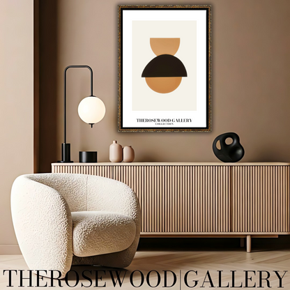 Refined Balanced Artwork | Modern Digital Wall Art | Black Orange Tones | Creative Outlines | Geometric Minimal Ambience