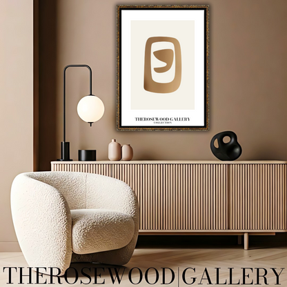 Elegant Symmetrical Print | Digital Decor | Bronze & Ivory | Artistic Silhouettes | Calm Minimalist Setting