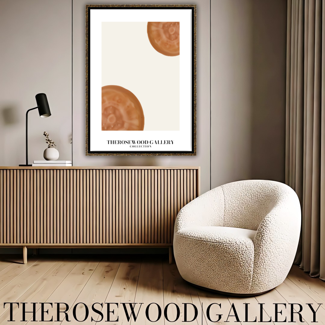 Contemporary Cercle Artwork | Digital Canvas | Brown-Orange Warm | Stylish Forms | Serene Minimalist Decor