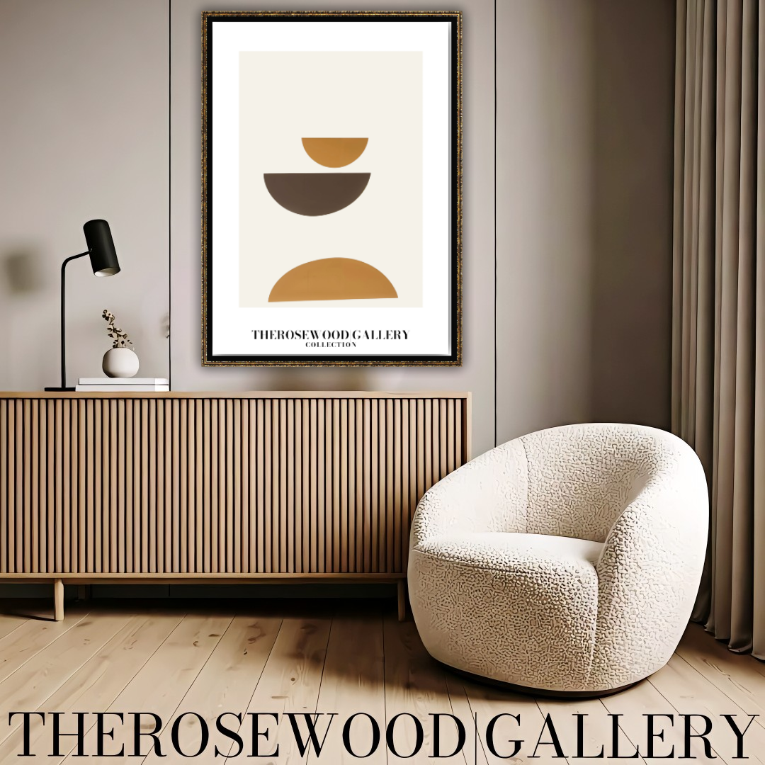 Stylish Symmetry Canvas To Print | Digital Contemporary Art | Pale Orange Brun Colors | Artistic Contours | Peaceful Minimalist Room