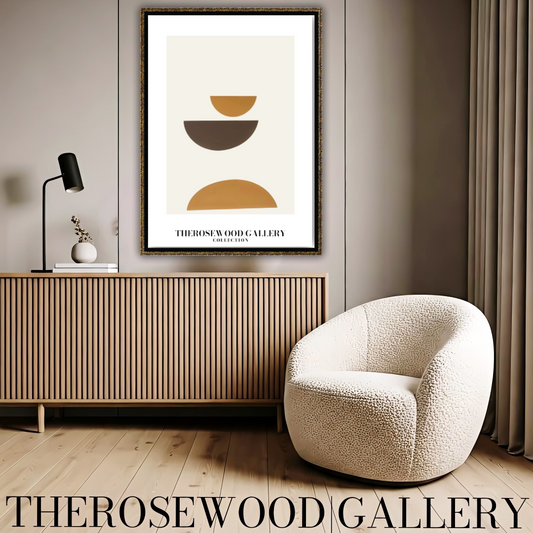Stylish Symmetry Canvas To Print | Digital Contemporary Art | Pale Orange Brun Colors | Artistic Contours | Peaceful Minimalist Room