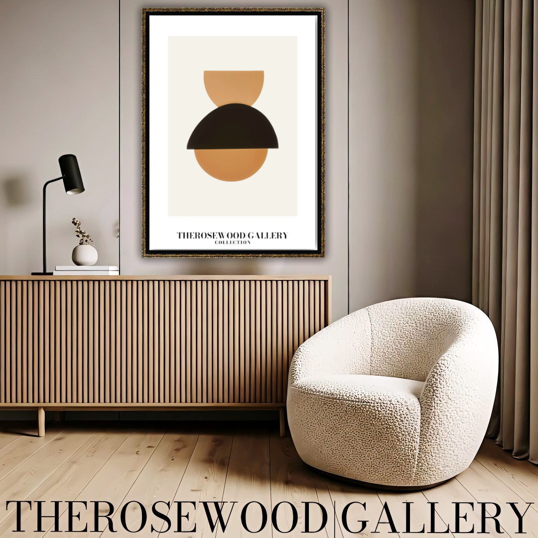 Refined Balanced Artwork | Modern Digital Wall Art | Black Orange Tones | Creative Outlines | Geometric Minimal Ambience