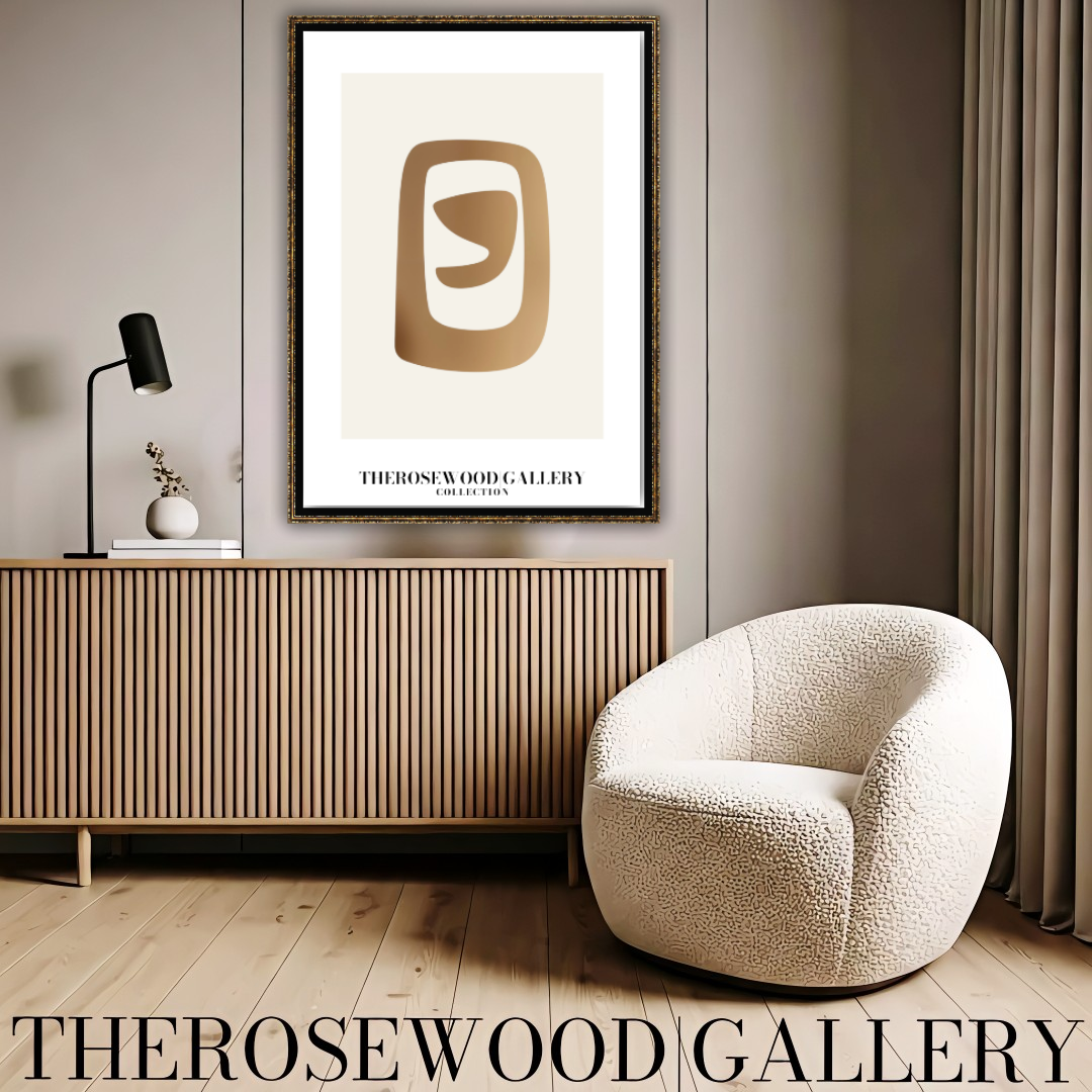 Elegant Symmetrical Print | Digital Decor | Bronze & Ivory | Artistic Silhouettes | Calm Minimalist Setting