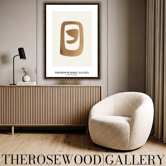 Elegant Symmetrical Print | Digital Decor | Bronze & Ivory | Artistic Silhouettes | Calm Minimalist Setting