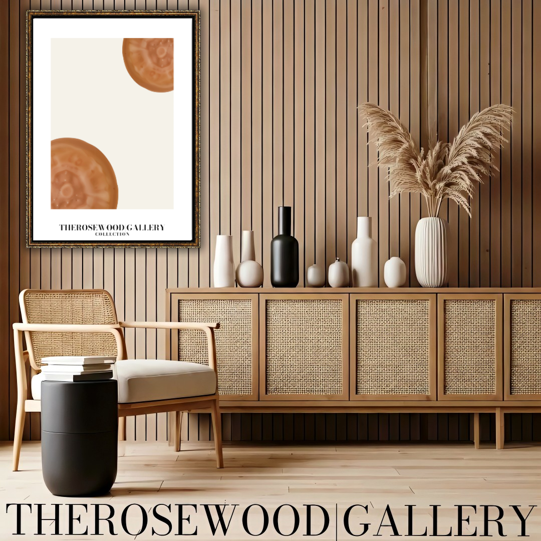 Contemporary Cercle Artwork | Digital Canvas | Brown-Orange Warm | Stylish Forms | Serene Minimalist Decor