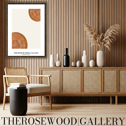 Contemporary Cercle Artwork | Digital Canvas | Brown-Orange Warm | Stylish Forms | Serene Minimalist Decor