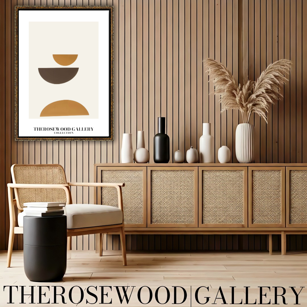 Stylish Symmetry Canvas To Print | Digital Contemporary Art | Pale Orange Brun Colors | Artistic Contours | Peaceful Minimalist Room