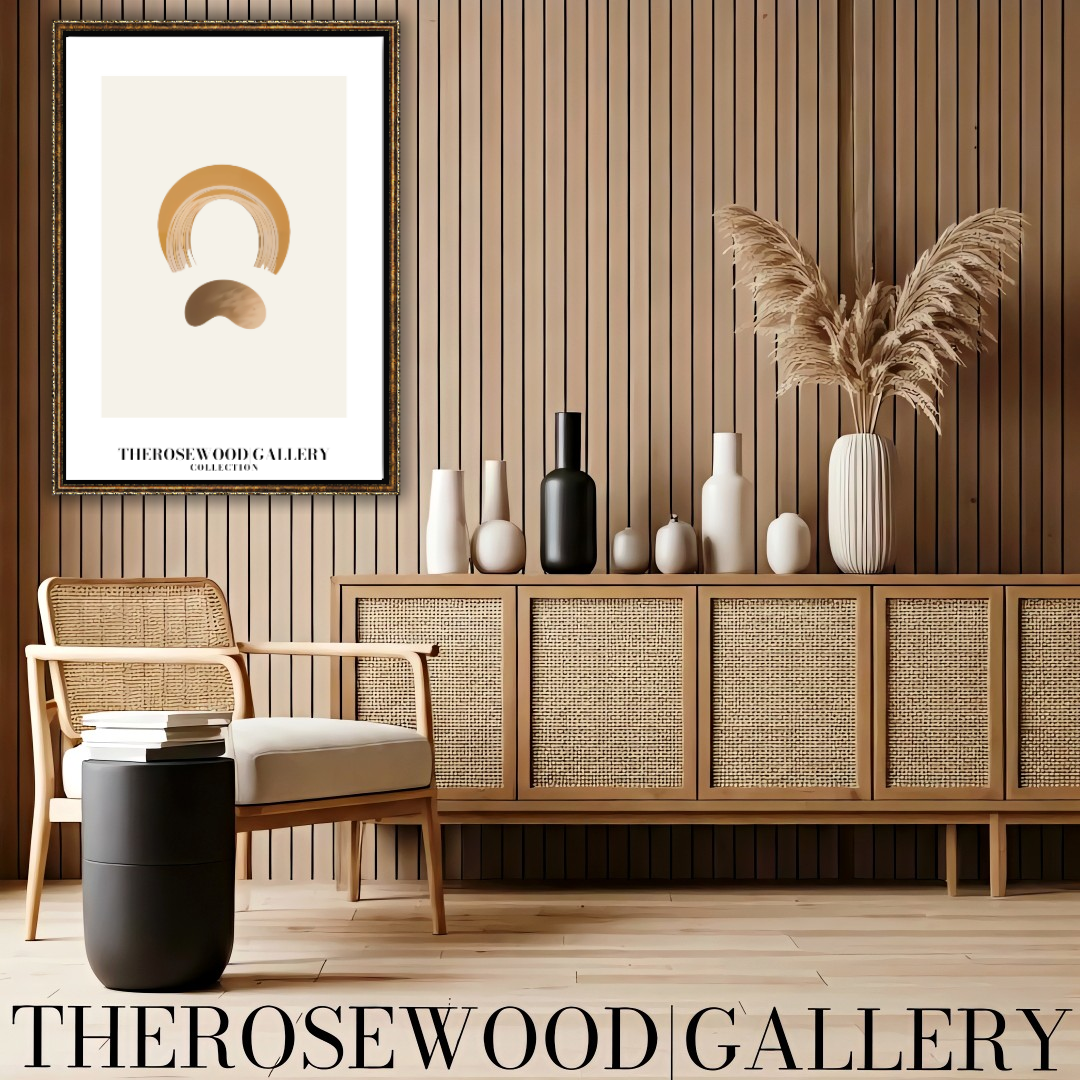 Chic Harmonious Poster | Digital Modern Home Decor | Off-Orange Palette | Artistic Profiles | Tranquil Simple Interior