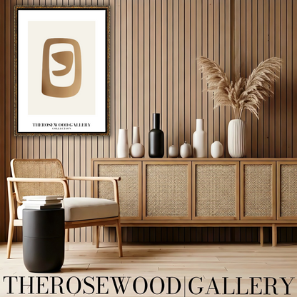 Elegant Symmetrical Print | Digital Decor | Bronze & Ivory | Artistic Silhouettes | Calm Minimalist Setting
