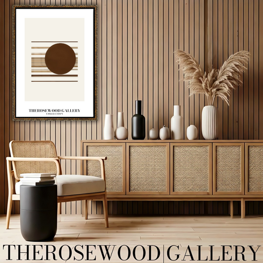 Refined Abstract Composition | Digital Wall Poster | Gentle Tan & Warm Tones | Fluid Cercle Lines Geometry | Peaceful Modern Ambience.