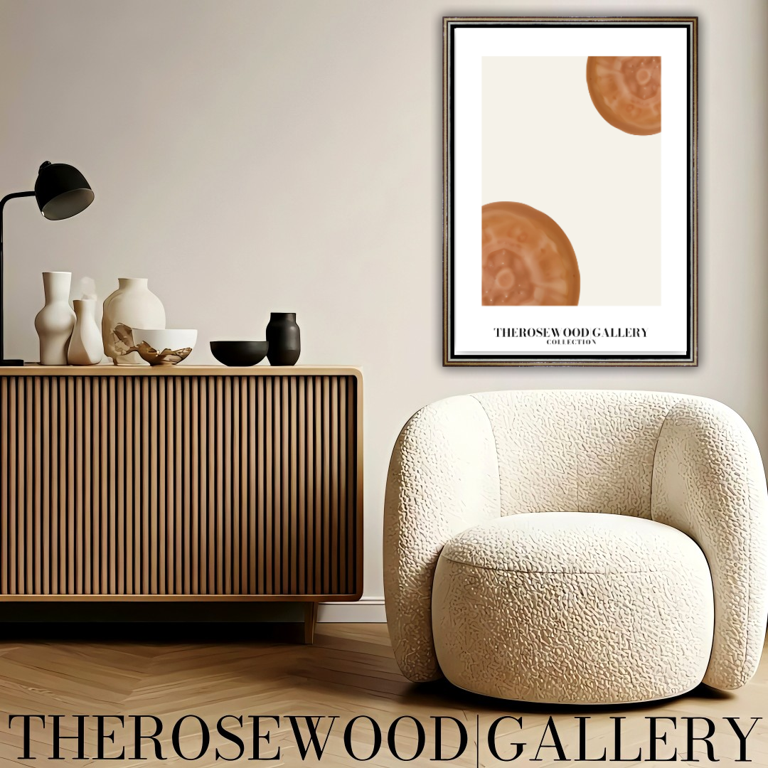 Contemporary Cercle Artwork | Digital Canvas | Brown-Orange Warm | Stylish Forms | Serene Minimalist Decor