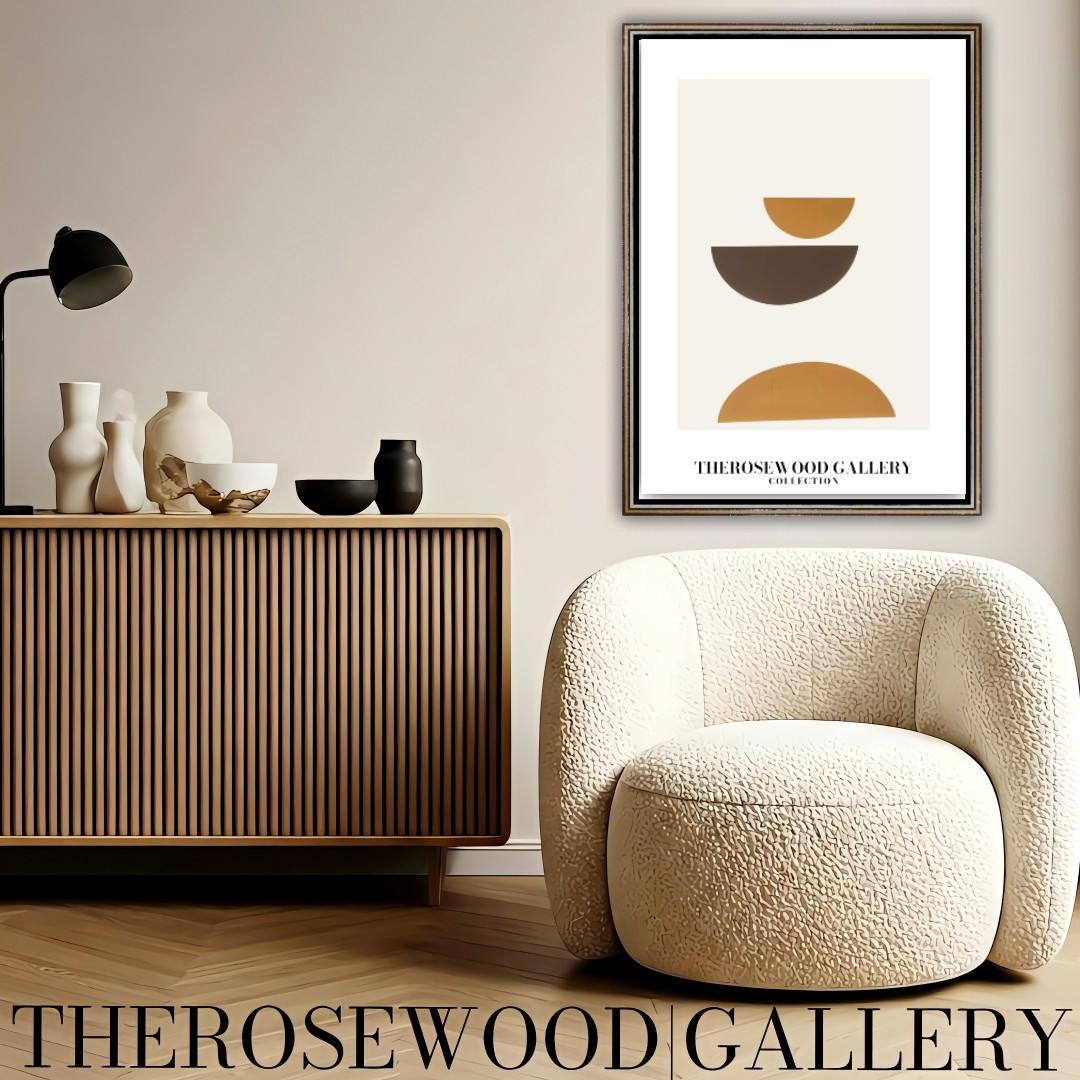Stylish Symmetry Canvas To Print | Digital Contemporary Art | Pale Orange Brun Colors | Artistic Contours | Peaceful Minimalist Room