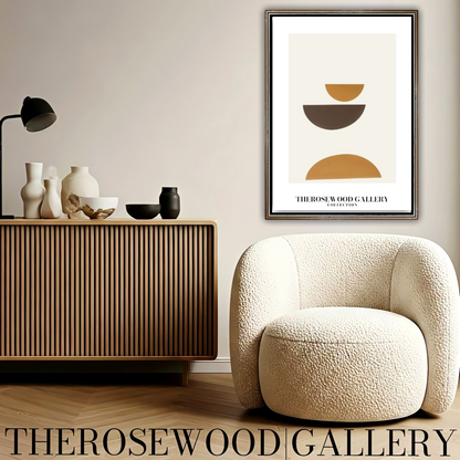 Stylish Symmetry Canvas To Print | Digital Contemporary Art | Pale Orange Brun Colors | Artistic Contours | Peaceful Minimalist Room