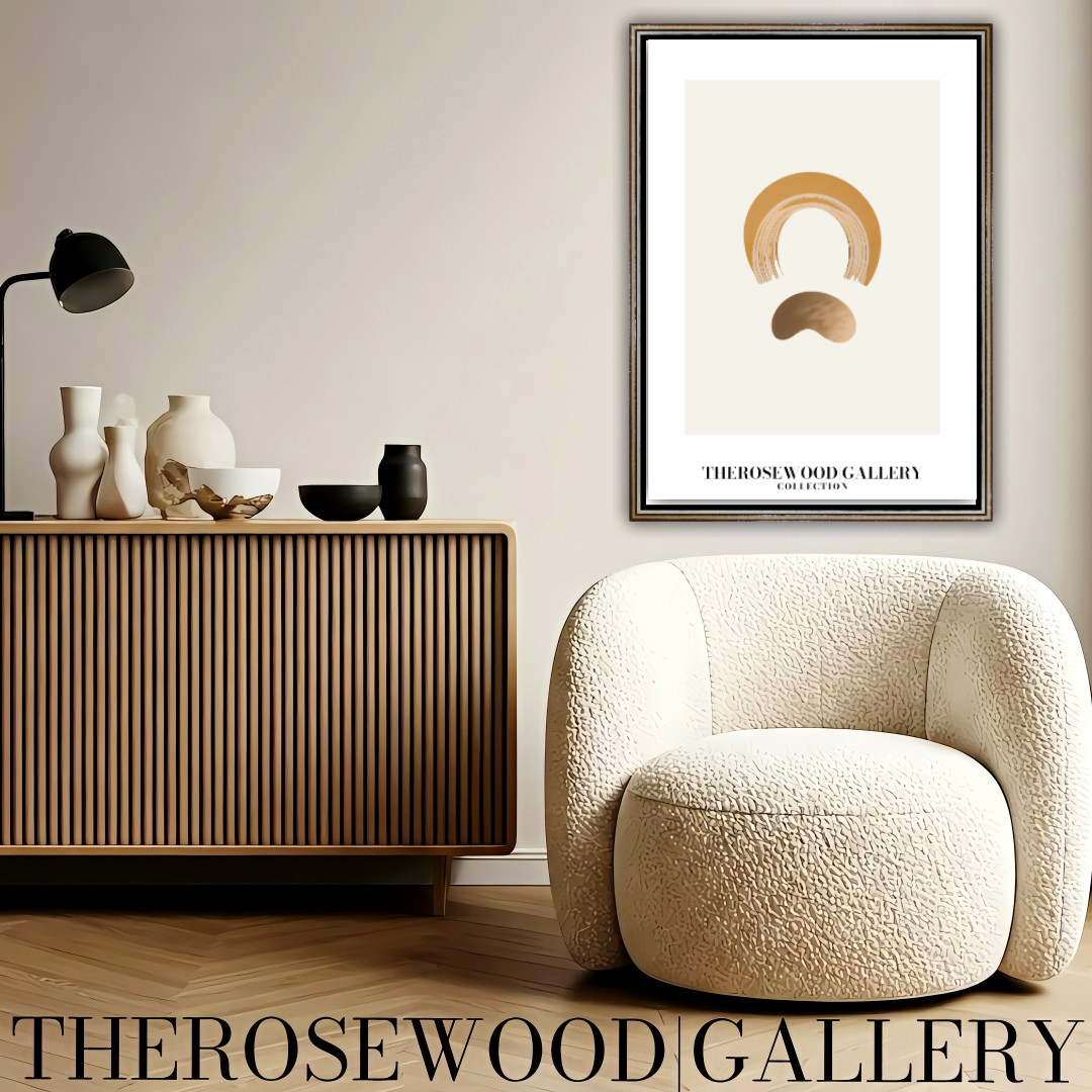 Chic Harmonious Poster | Digital Modern Home Decor | Off-Orange Palette | Artistic Profiles | Tranquil Simple Interior