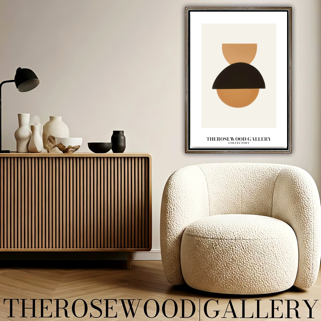 Refined Balanced Artwork | Modern Digital Wall Art | Black Orange Tones | Creative Outlines | Geometric Minimal Ambience