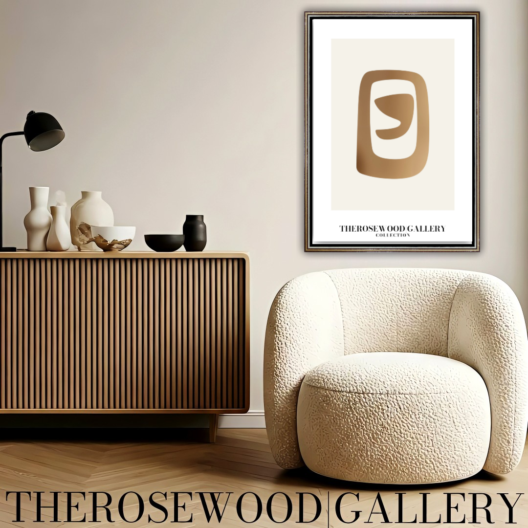Elegant Symmetrical Print | Digital Decor | Bronze & Ivory | Artistic Silhouettes | Calm Minimalist Setting