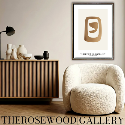 Elegant Symmetrical Print | Digital Decor | Bronze & Ivory | Artistic Silhouettes | Calm Minimalist Setting