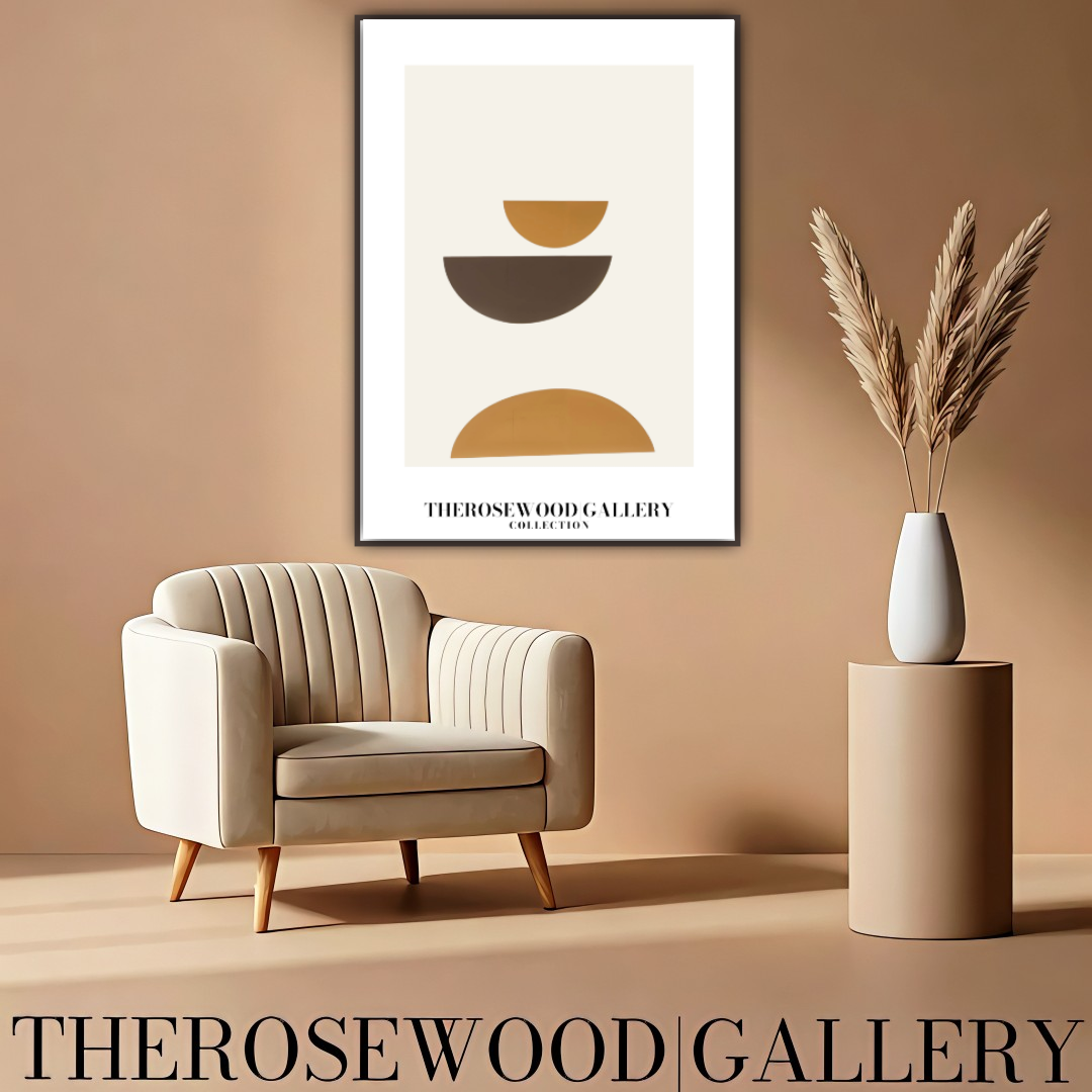 Stylish Symmetry Canvas To Print | Digital Contemporary Art | Pale Orange Brun Colors | Artistic Contours | Peaceful Minimalist Room