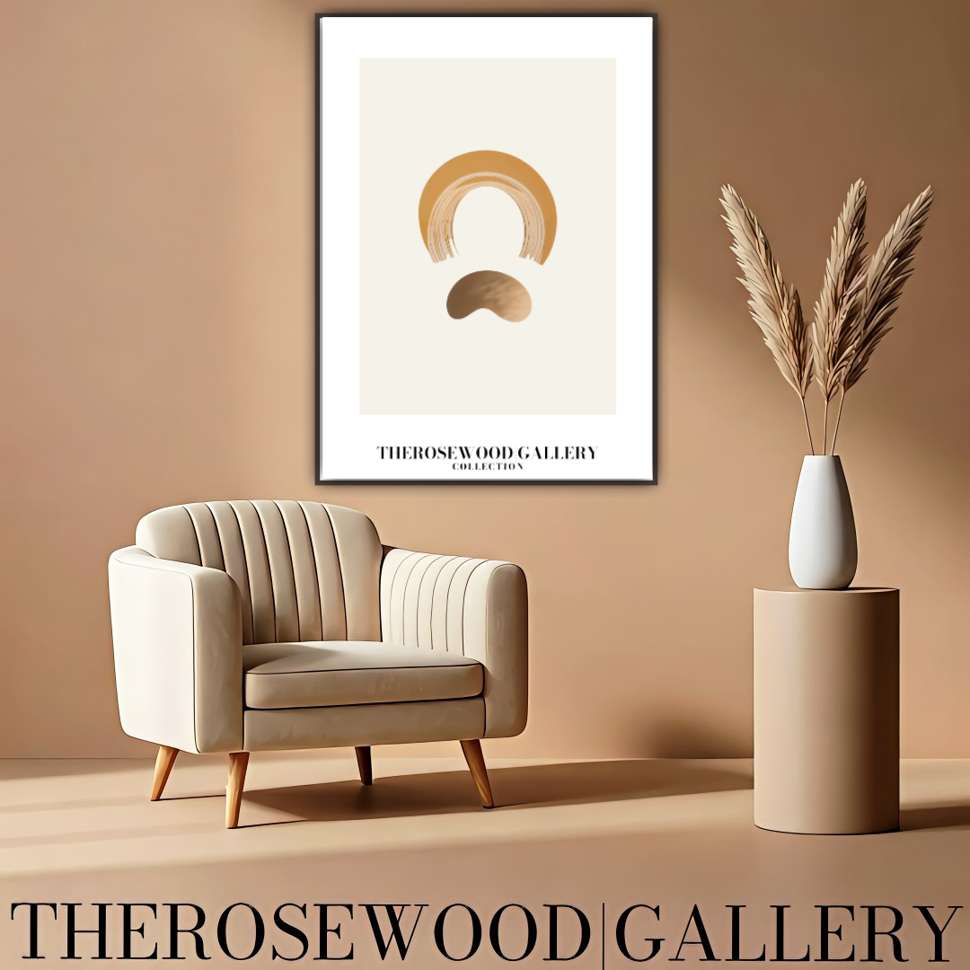 Chic Harmonious Poster | Digital Modern Home Decor | Off-Orange Palette | Artistic Profiles | Tranquil Simple Interior