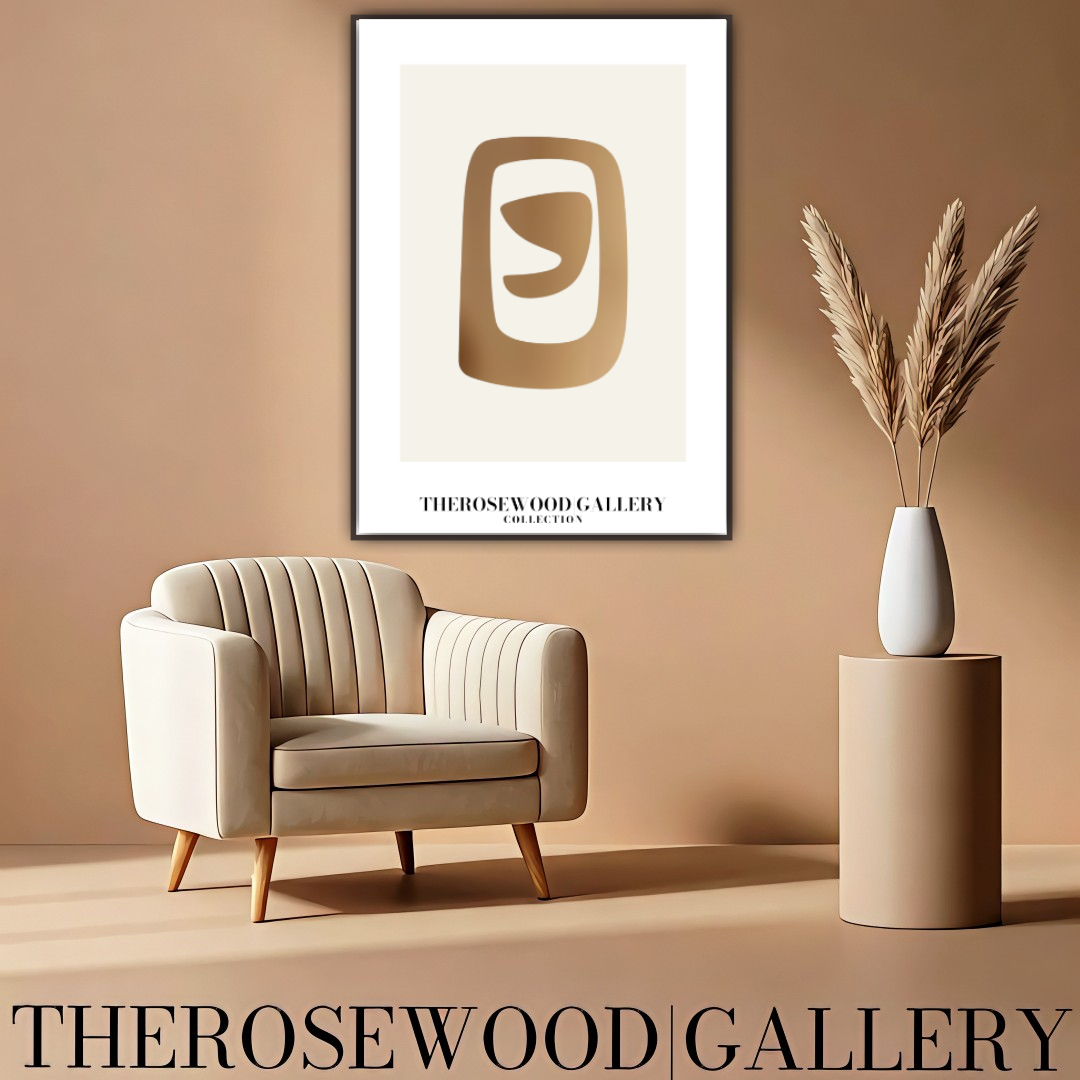 Elegant Symmetrical Print | Digital Decor | Bronze & Ivory | Artistic Silhouettes | Calm Minimalist Setting