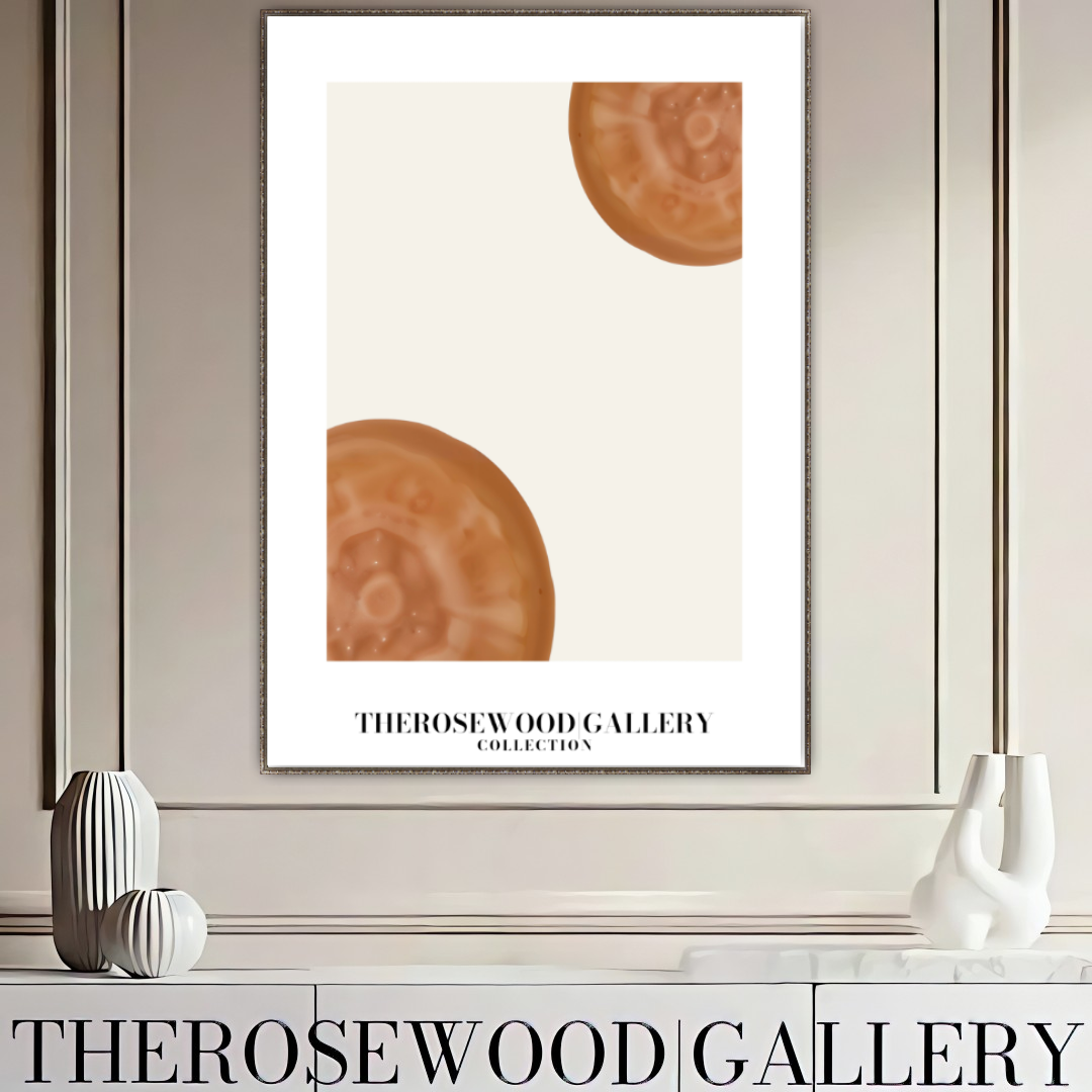 Contemporary Cercle Artwork | Digital Canvas | Brown-Orange Warm | Stylish Forms | Serene Minimalist Decor