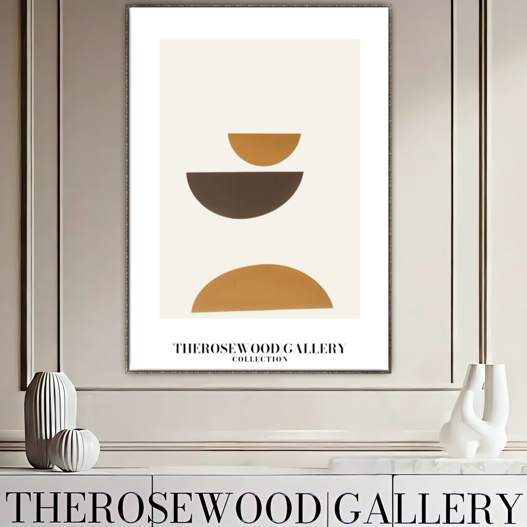 Stylish Symmetry Canvas To Print | Digital Contemporary Art | Pale Orange Brun Colors | Artistic Contours | Peaceful Minimalist Room