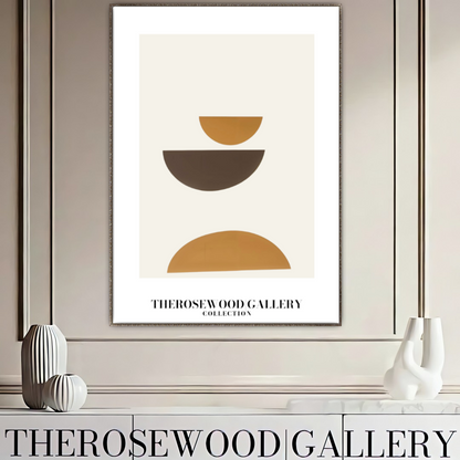 Stylish Symmetry Canvas To Print | Digital Contemporary Art | Pale Orange Brun Colors | Artistic Contours | Peaceful Minimalist Room