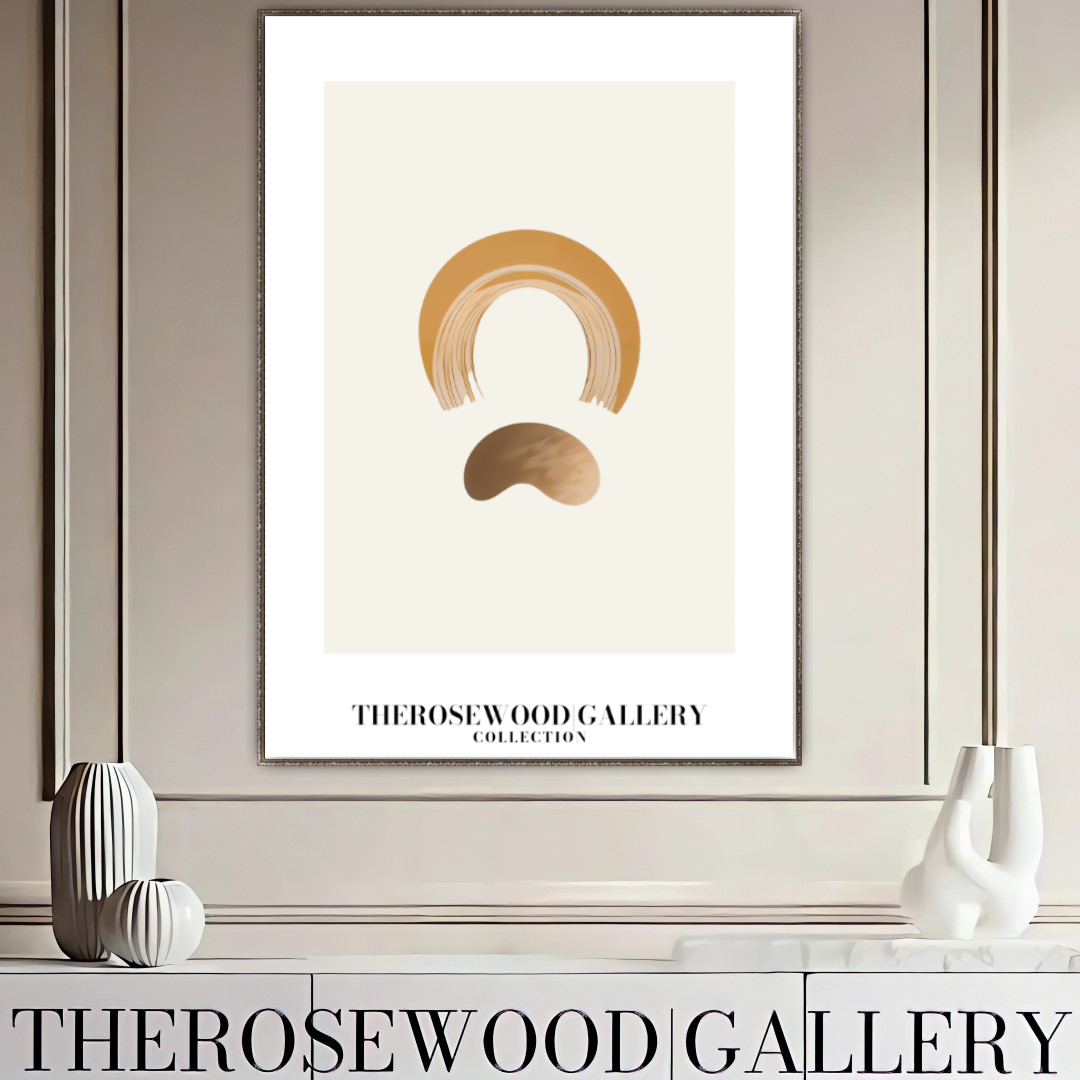 Chic Harmonious Poster | Digital Modern Home Decor | Off-Orange Palette | Artistic Profiles | Tranquil Simple Interior