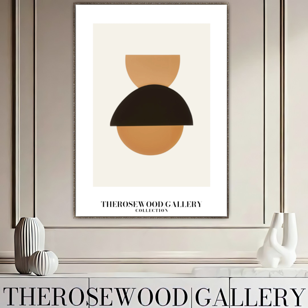 Refined Balanced Artwork | Modern Digital Wall Art | Black Orange Tones | Creative Outlines | Geometric Minimal Ambience