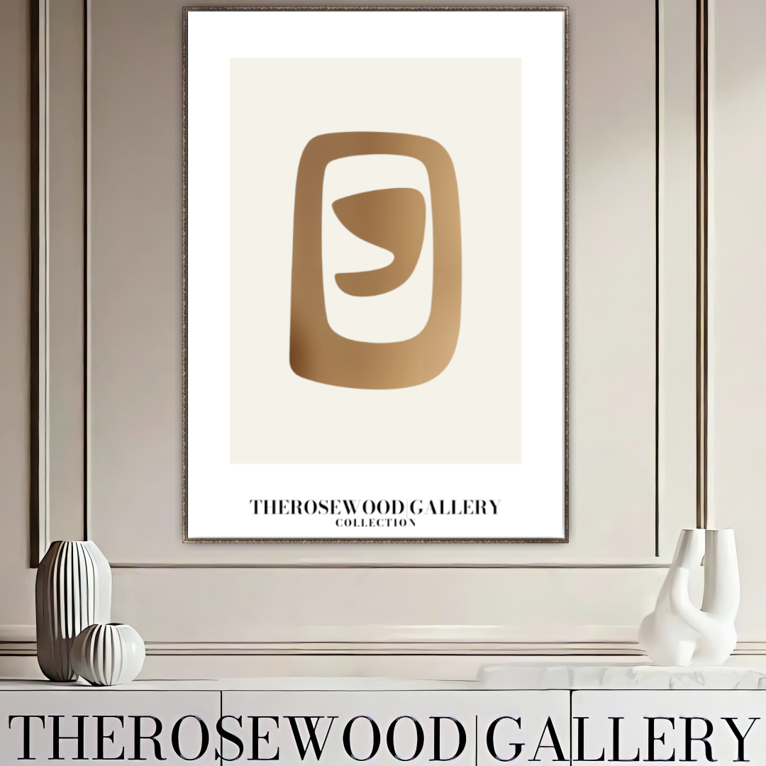 Elegant Symmetrical Print | Digital Decor | Bronze & Ivory | Artistic Silhouettes | Calm Minimalist Setting